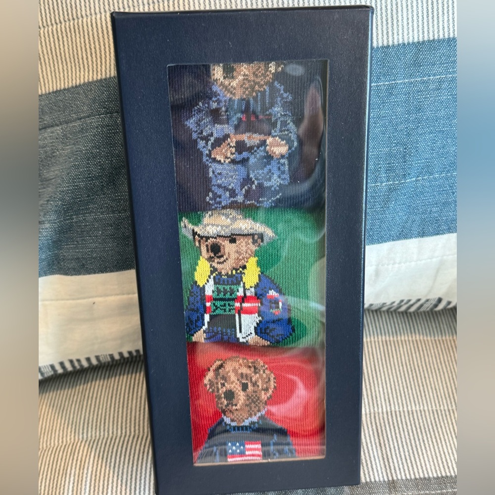 Men’s Polo Ralph Lauren Bear three pack socks, gift box